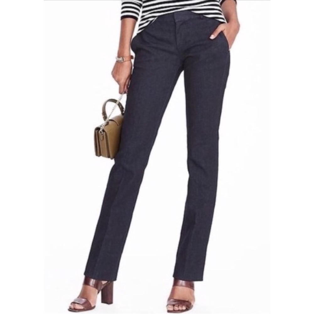 NWT Banana Republic Logan Denim Trousers Dark Wash Blue Size 27 Long